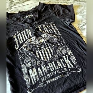Johnny Cash Black Graphic T-Shirt